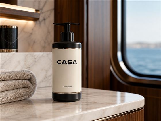 CASA branded amenity bottle in the bathroom set