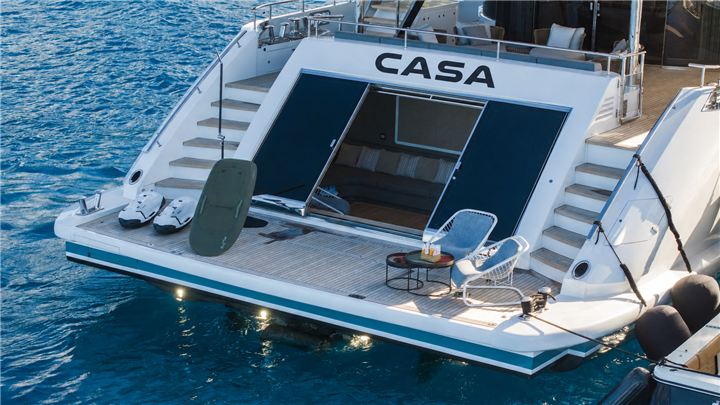 The CASA mark applied at the beach club platform at the waterline